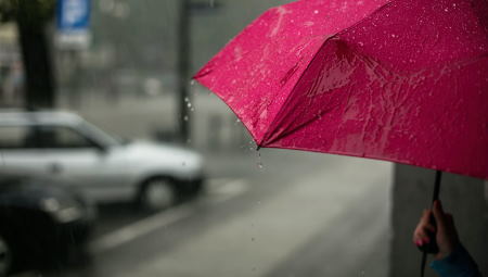 Rain on an umbrella